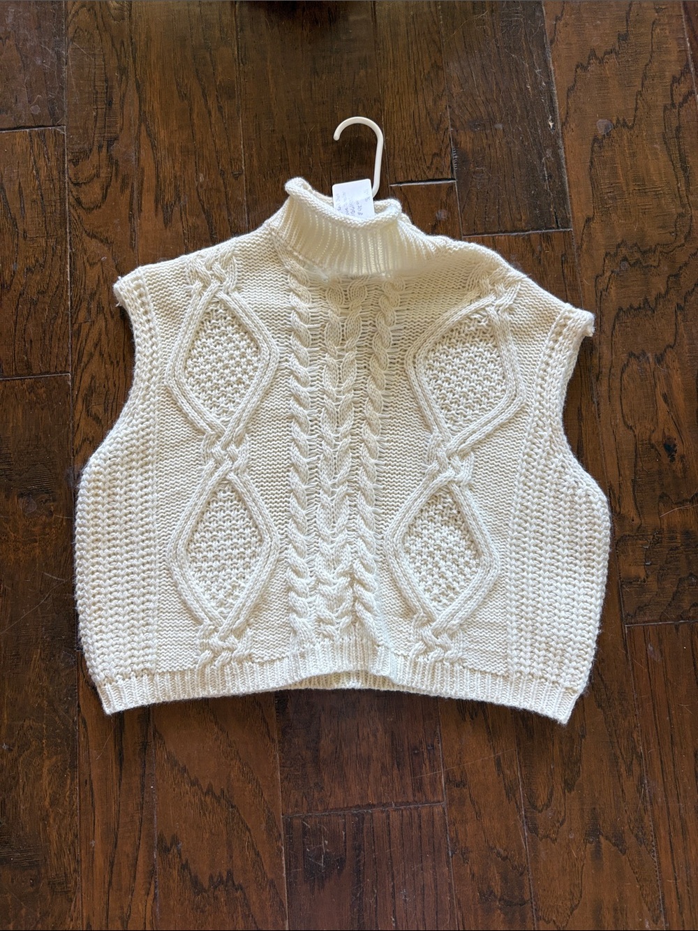 She + Sky Cable Knit Turtleneck Vest - Cream